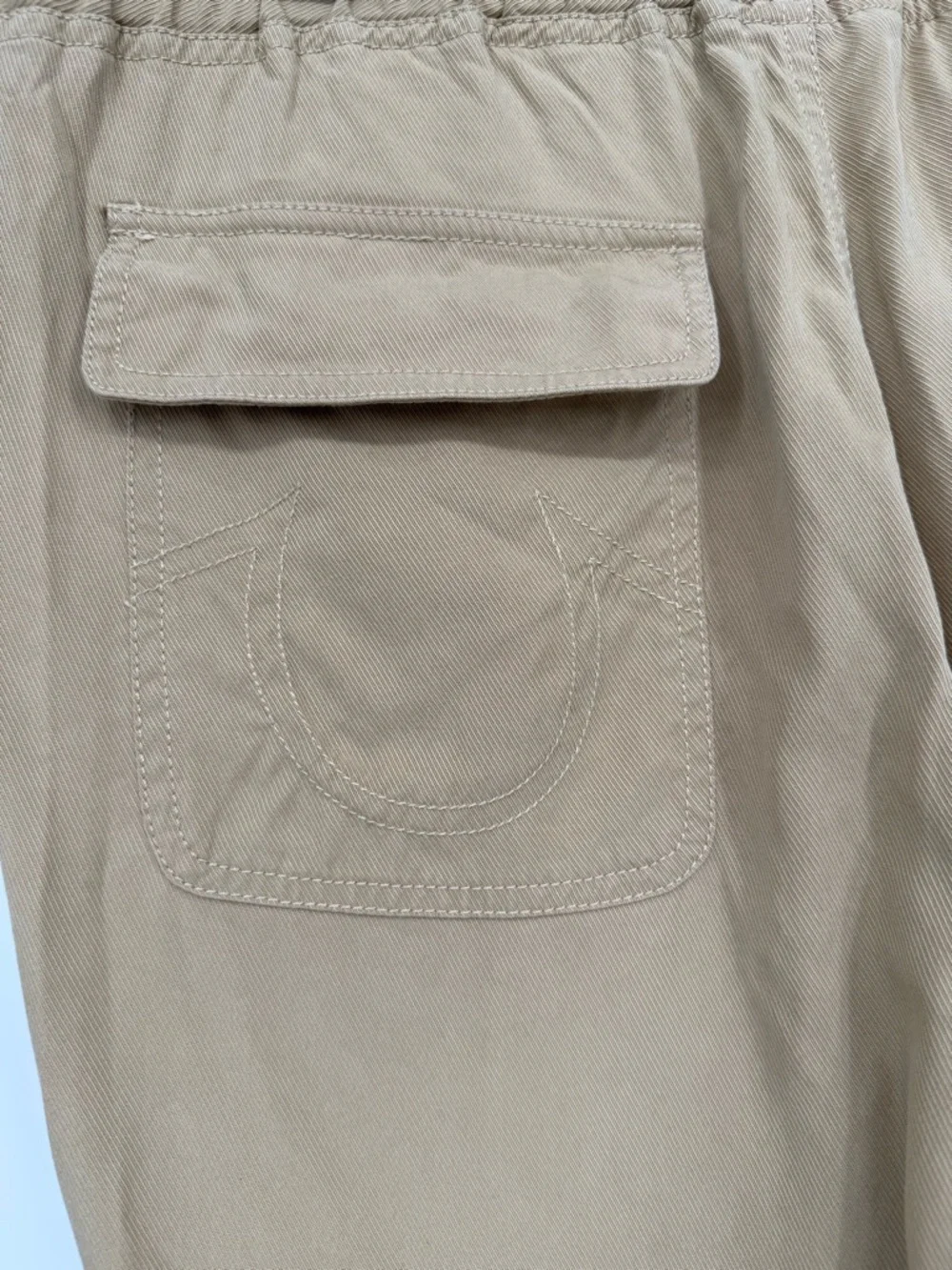 True Religion Rolled Jogger Pants Relaxed Drawstring Casual Streetwear Light Med